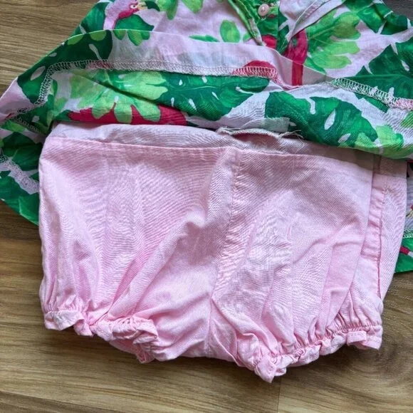 Janie and Jack Baby Tropical Flamingo Ruffle Romper - Picture 7 of 10